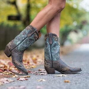 DAN POST DP3544 distressed "Vintage Bluebird" cowgirl western boots snip toe 10